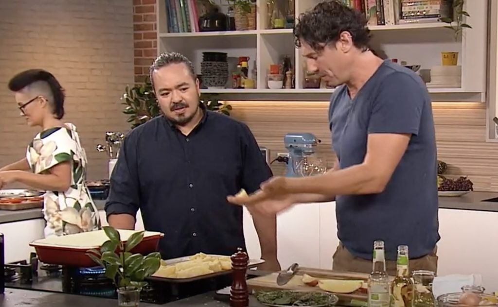 Colin Fassnidge Adam Liaw 'best' roast potatoes. Image: SBS